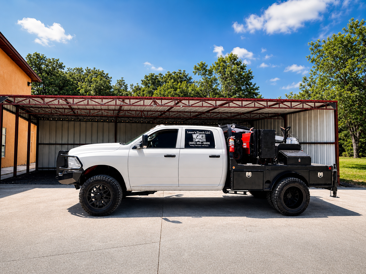 Laser’s Touch LLC mobile welding service rig for field welding and fabrication in Oklahoma.
