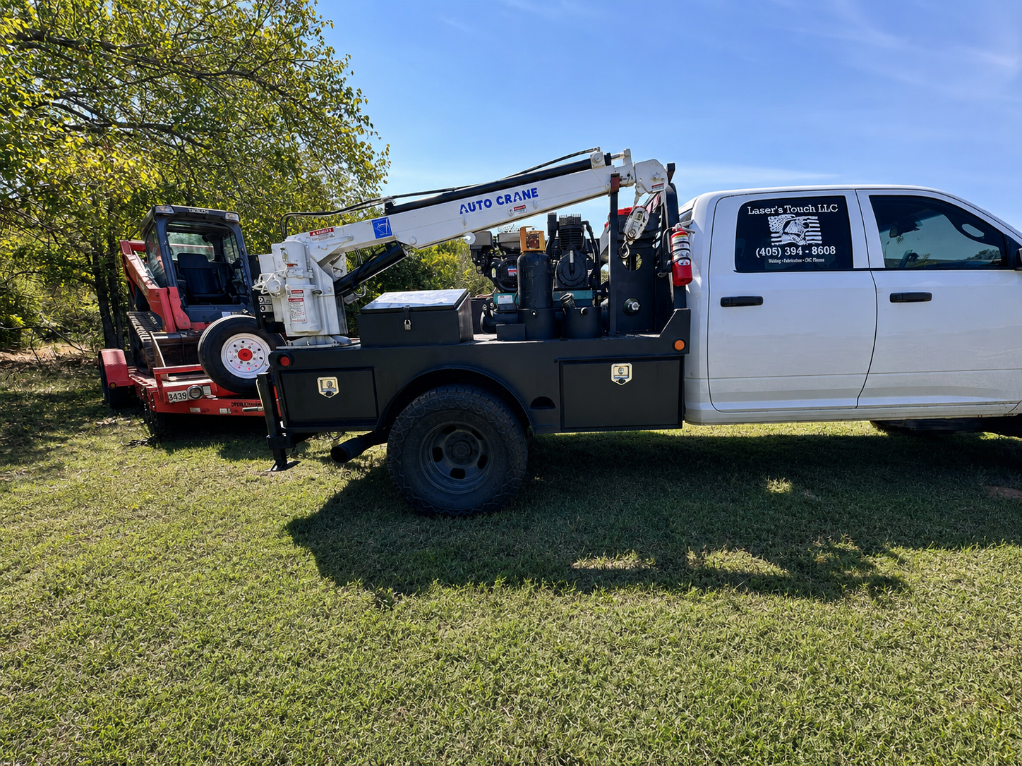Mobile welding service rig and equipment setup for field repair and fabrication work.